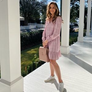 Gal Meets Glam Emmeline Ruffle Long Sleeve Shift Dress